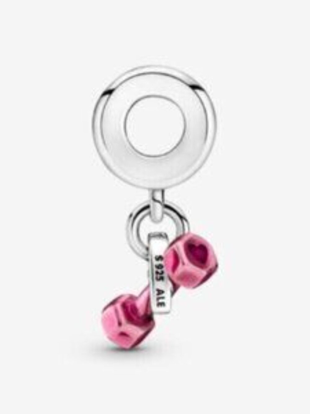 Pandora Dumbbell & Heart Dangle Charm - Picture 4 of 4